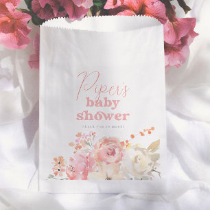 Bolsa De Papel Agradecimiento para Baby Shower de Niña con Flores