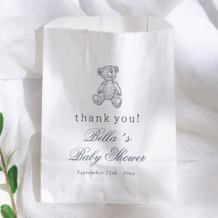 Bolsa De Papel Agradecimiento para Baby Shower de Niño Oso Azul V