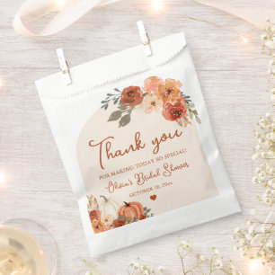 Bolsa De Papel Agradecimiento para Boda Bohemio de Calabaza Otoño
