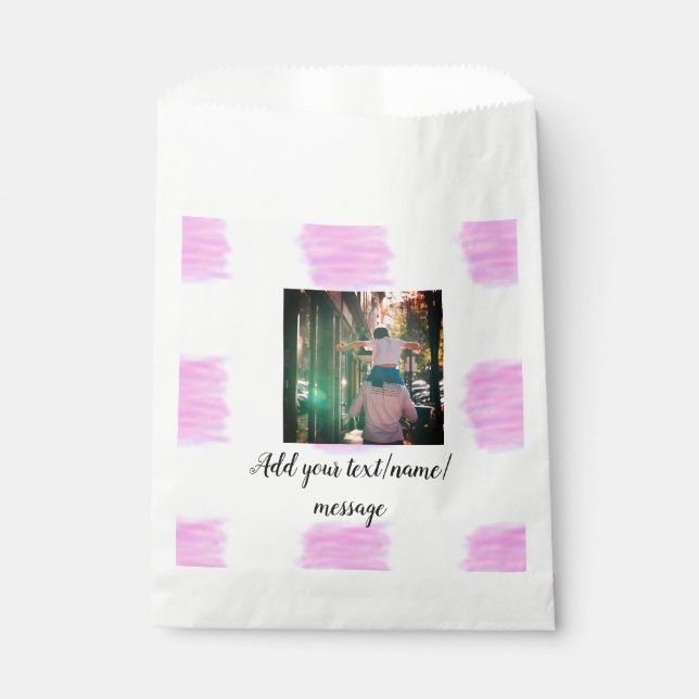 Bolsa De Papel agua de acuarela rosa púrpura padre hijo papá agre (Anverso)