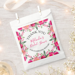 Bolsa De Papel Agua Floral rosa ducha de novia