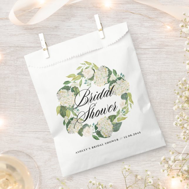 Bolsa De Papel Agua Hidrangea Blanca Wreath Brillante Ducha (Cortado)