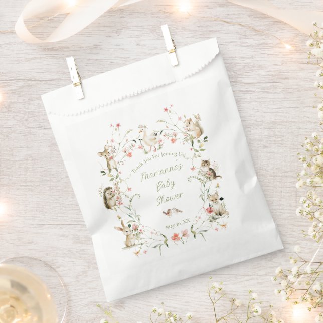 Bolsa De Papel Aguada de flores silvestres animales del bosque Ba (Cortado)