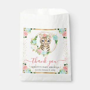 Bolsa De Papel Aguada en acuarela Cumpleaños de bebé tigre floral