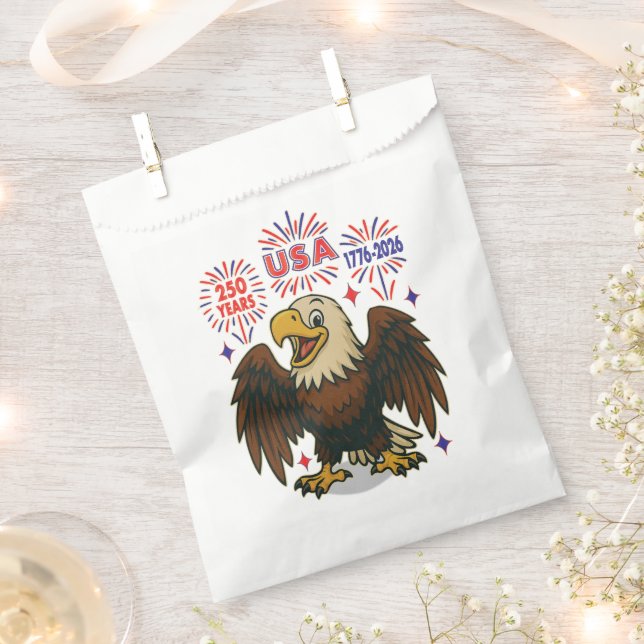 Bolsa De Papel Águila calva con fuegos artificiales - Estados Uni (Cortado)