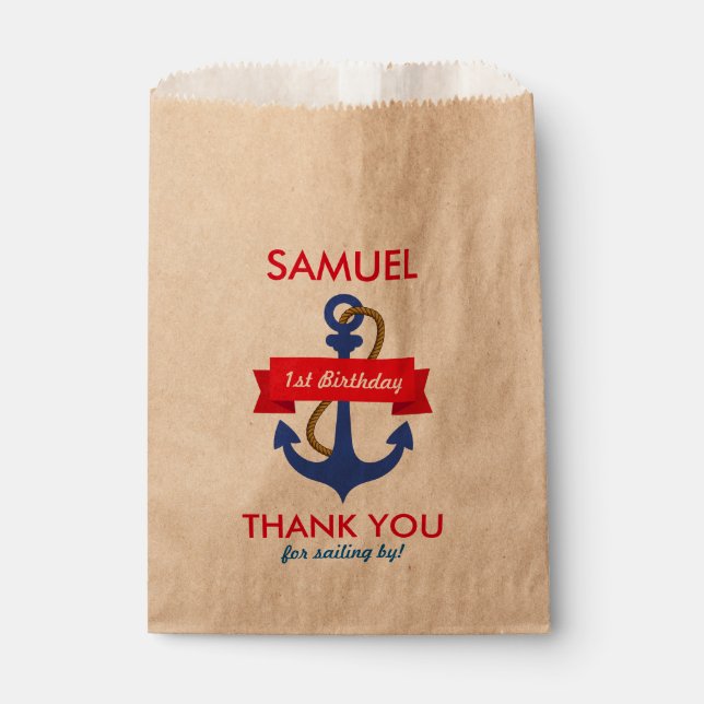 Bolsa De Papel ¡AHOY! Baby Shower Nautical Birthday (Anverso)