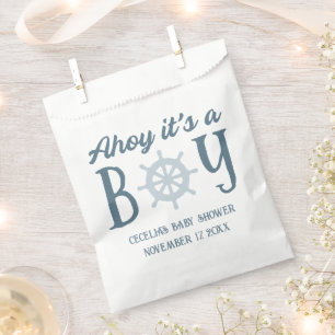 Bolsa De Papel Ahoy es un Baby Shower de chico náutico