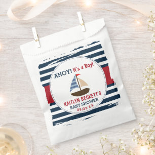 Bolsa De Papel ¡Ahoy es un chico! Baby Shower Nautical Boat