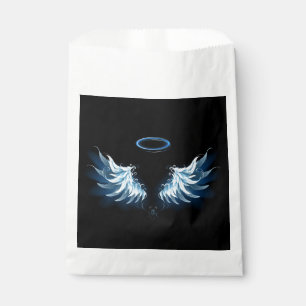 Bolsa De Papel Alas de ángel azules brillantes sobre fondo negro