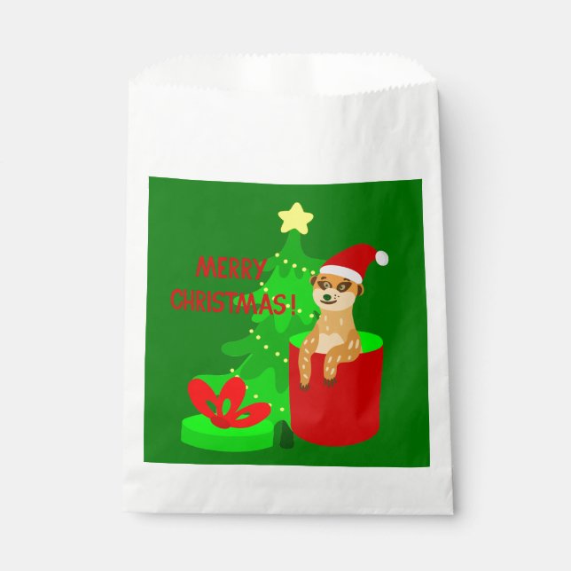 Bolsa De Papel alegre navidad meerkat santa divertido (Anverso)