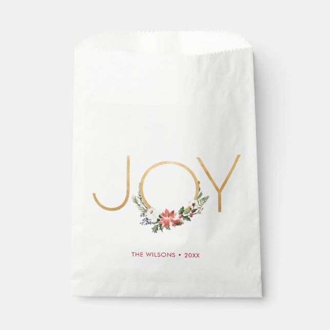 Bolsa De Papel Alegría acuarela Floral con oro | NAVIDADES (Anverso)