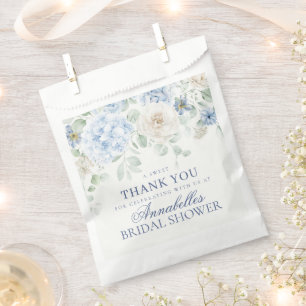 Bolsa De Papel Algo Azul Floral Hydrangea Postre Nupcial