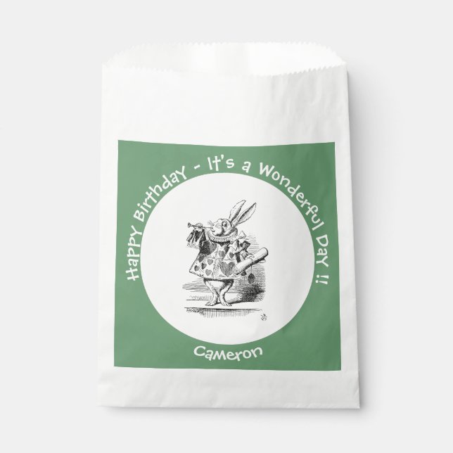Bolsa De Papel Alicia en el cumpleaños del Herald Rabbit White de (Anverso)