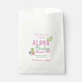 Bolsa De Papel Aloha Baby Chica Rosado y Verde Tropical Baby Show
