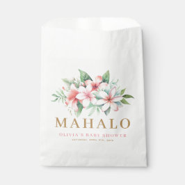 Bolsa De Papel Aloha Baby Shower de floral rosa tropical
