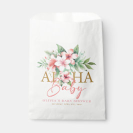 Bolsa De Papel Aloha Baby Shower de floral rosa tropical
