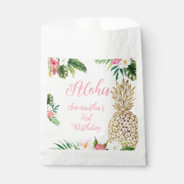 Bolsa De Papel Aloha Birthday Luau Hawaiian Gold Pineapple