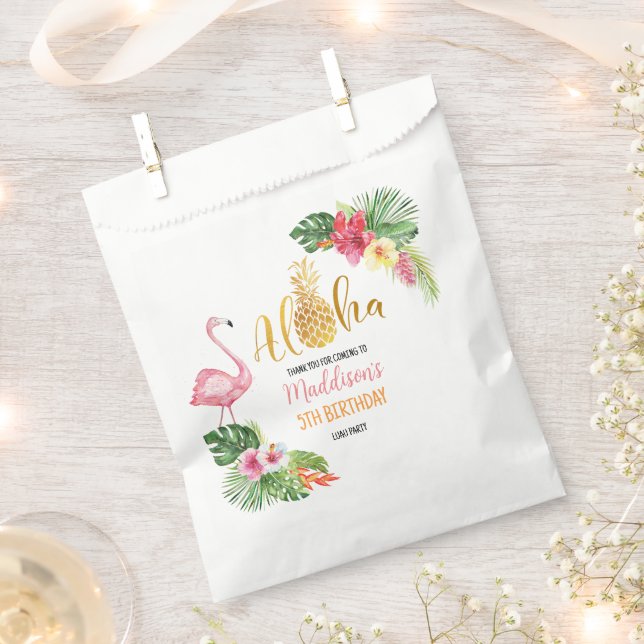 Bolsa De Papel ¡Aloha! Fiesta LUAU de cumpleaños de piña tropical (Cortado)