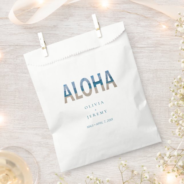 Bolsa De Papel Aloha Hawaii Beach Tropical Destination Wedding (Cortado)