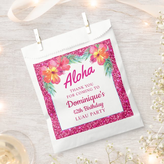Bolsa De Papel Aloha Tropical Luau Birthday Party (Cortado)