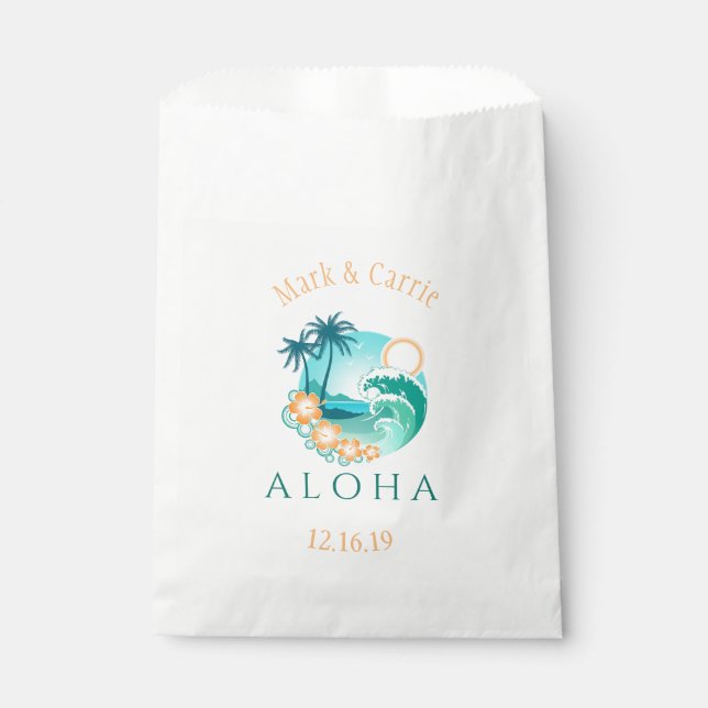 Bolsa De Papel Aloha Tropical Personalizado (Anverso)