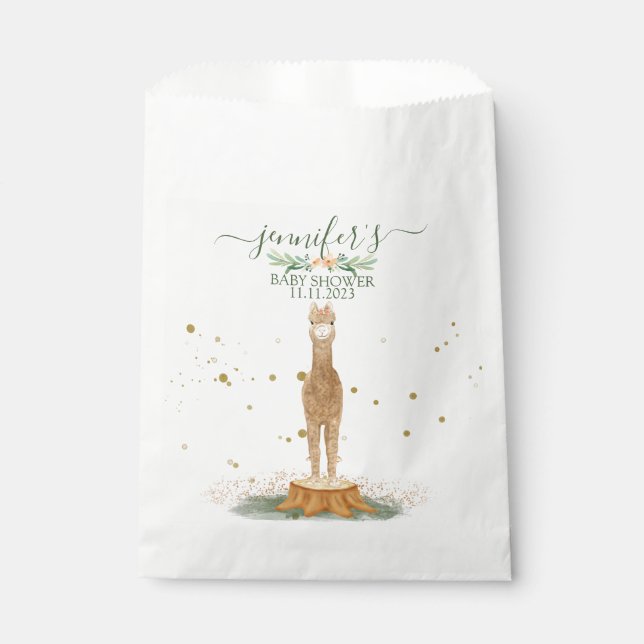 Bolsa De Papel Alpaca Baby Shower Newborn Party (Anverso)