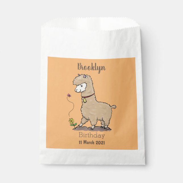 Bolsa De Papel Alpaca feliz con personalizado de mariposa (Anverso)