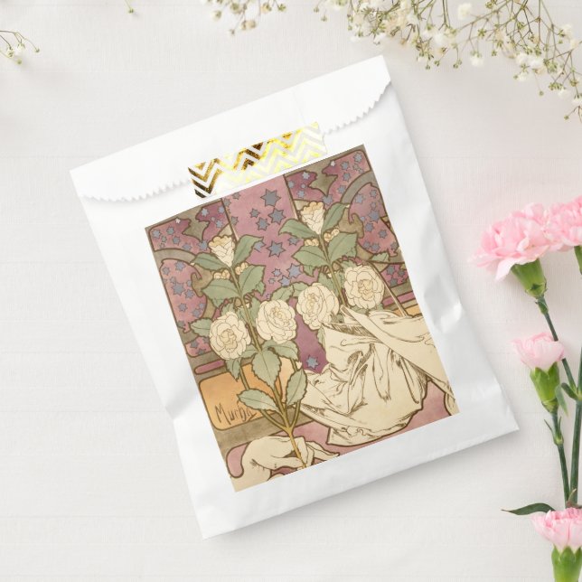 Bolsa De Papel Alphonse Mucha Elegant Art Nouveau Stars Camellia  (Sellado)
