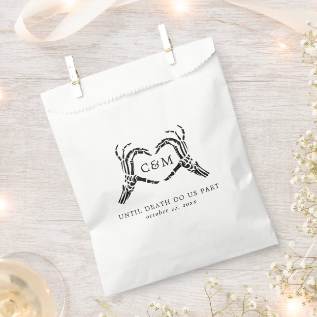 Bolsa De Papel Amantes hasta la muerte Esqueletos y Rosas Bodas (Cortado)