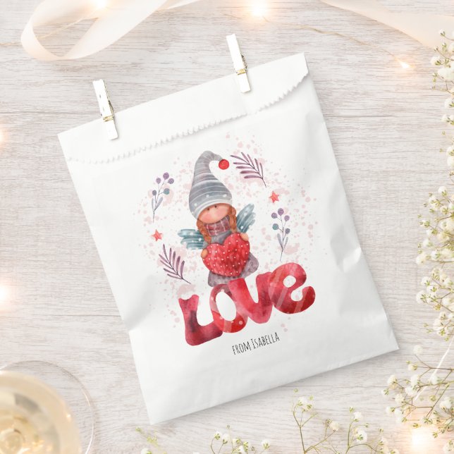 Bolsa De Papel Amar a Lady Gnome con Heart Valentine (Cortado)
