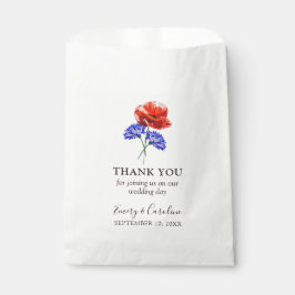 Bolsa De Papel Amaranto Rojo Acenefa Azul Agradecimiento Rústico 