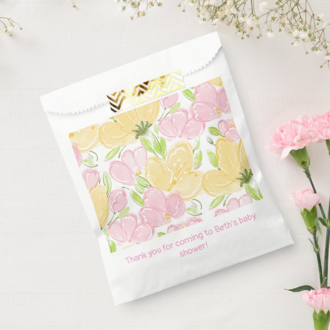 Bolsa De Papel Amarillo Floral Rosa (Sellado)