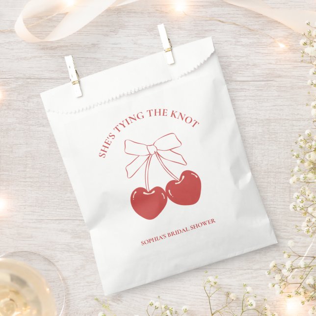 Bolsa De Papel Amarramiento del Chica suave Knot Coquette Cherry  (Cortado)