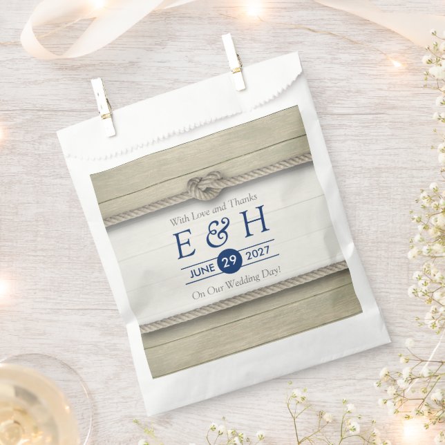 Bolsa De Papel Amarrando La Boda De Playa Rustica Knot (Cortado)