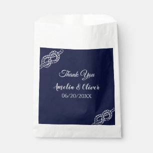 Bolsa De Papel Amarró Al Boda Del Cuello Náutico Blanco Y Naval