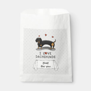 Bolsa De Papel Amo a Dachshunds (negro y marrón) Perro lindo
