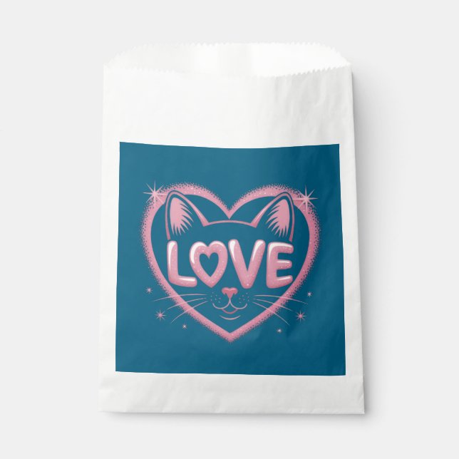 Bolsa De Papel Amor de Gato Brillante (Anverso)