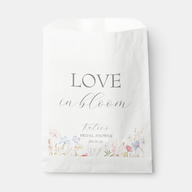 Bolsa De Papel Amor En Bloom Bridal Ducha Flor Bar Rótulo (Anverso)