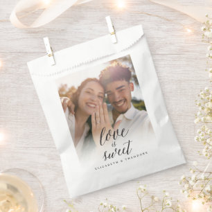 Bolsa De Papel Amor es Dulce Letra Caligrafía Foto Boda