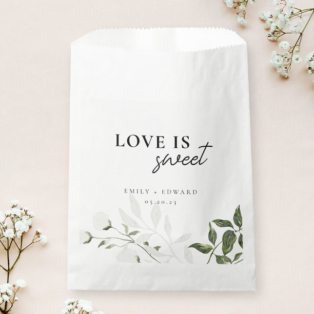 Bolsa De Papel Amor floral verde y blanco sabio es dulce (Subido por el creador)