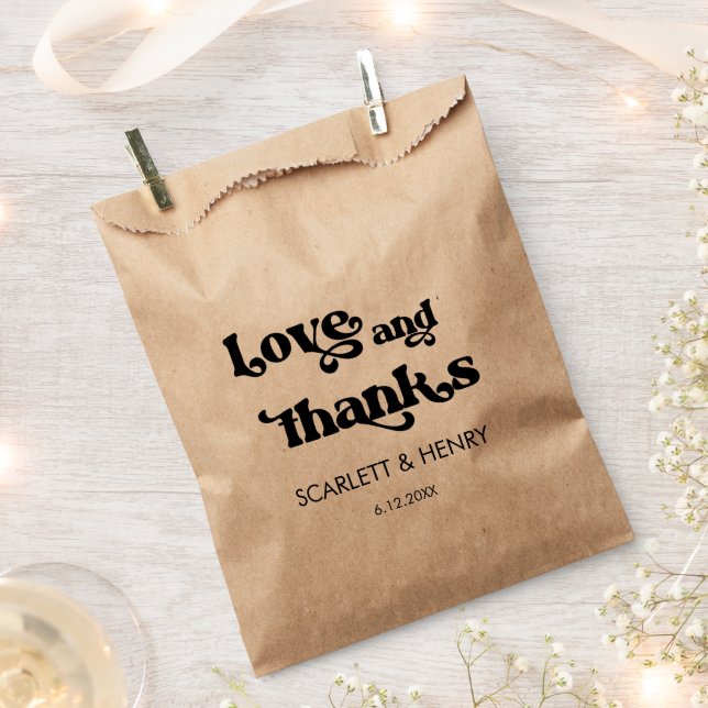 Bolsa De Papel Amor retro y agradecimiento a favor de la boda (Cortado)