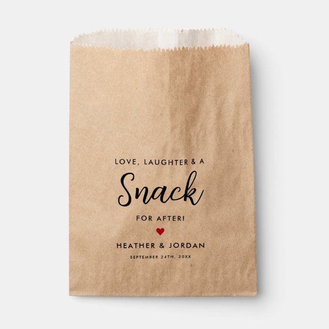 Bolsa De Papel Amor, Risa un Snack para Después de Bolsas de Snac (Anverso)