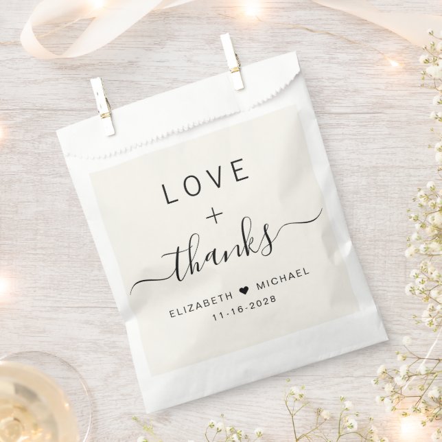 Bolsa De Papel Amor Y Gracias Boda Cream (Cortado)