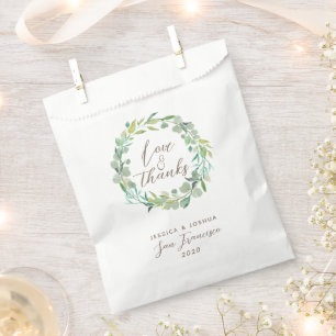 Bolsa De Papel Amor y gracias Boda de la guirnalda verde eucalipt