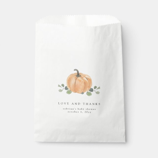 Bolsa De Papel Amor y gracias Calabaza acuarela otoño (Anverso)