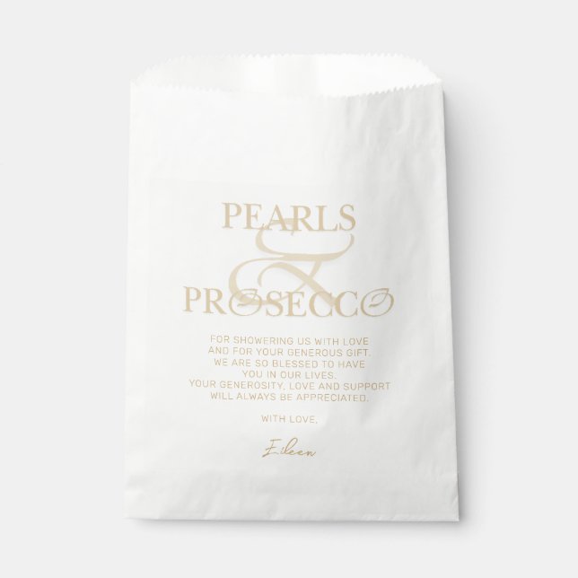 Bolsa De Papel Ampersand White Pearls & Prosecco Bridal Shower (Anverso)