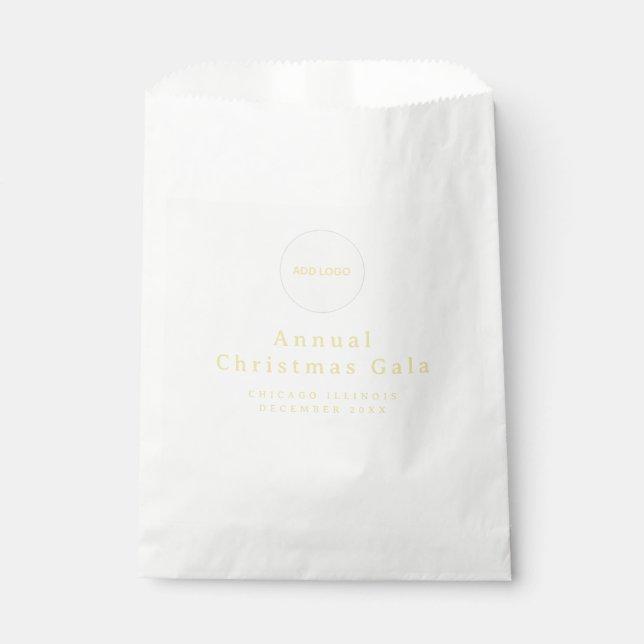 Bolsa De Papel Añadir logotipo Personalizado blanco elegante oro  (Anverso)