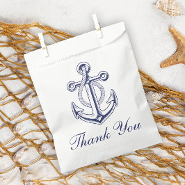 Bolsa De Papel Anchor Sailor Navy Boda Náutico Azul Gracias