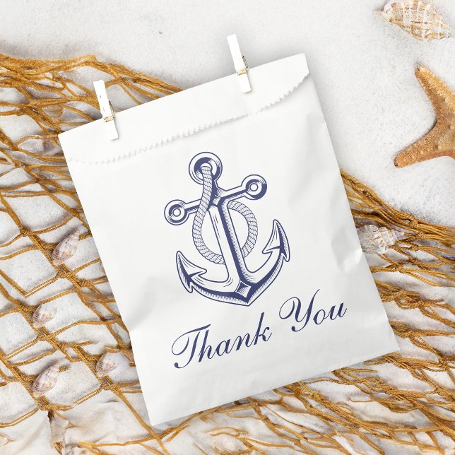 Bolsa De Papel Anchor Sailor Navy Boda Náutico Azul Gracias (Subido por el creador)