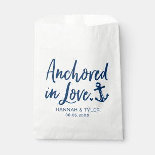 Bolsa De Papel Anchored In Love Beach Nautical Boda